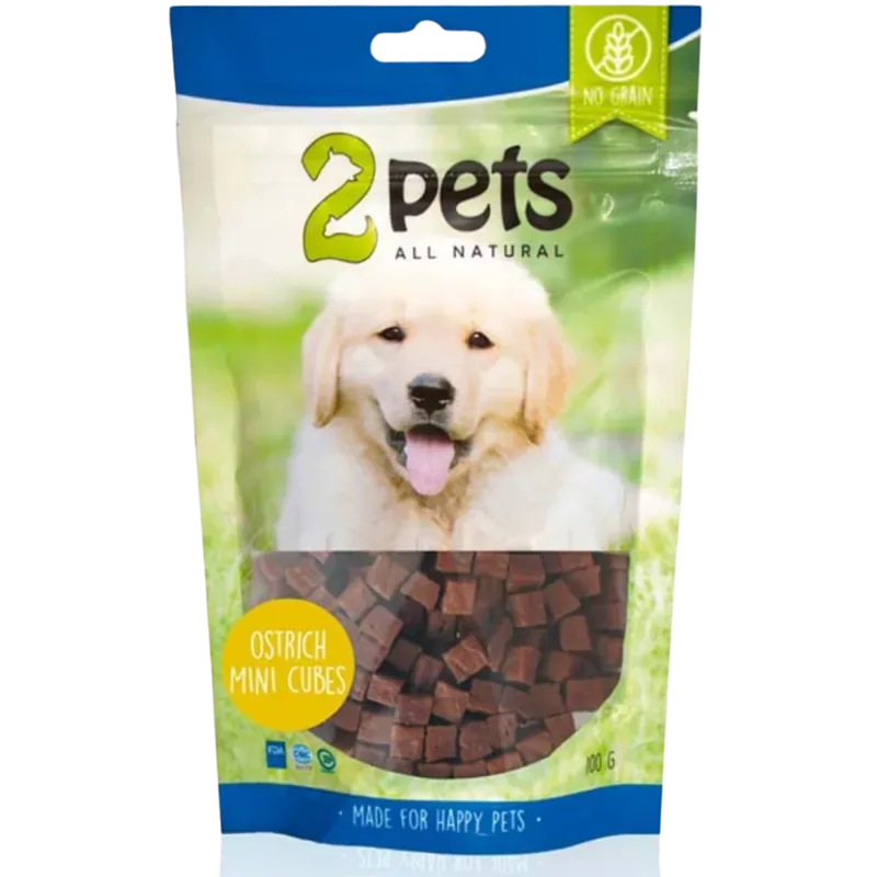 2pets Dogsnack Ostrich MiniCubes 100g Billig