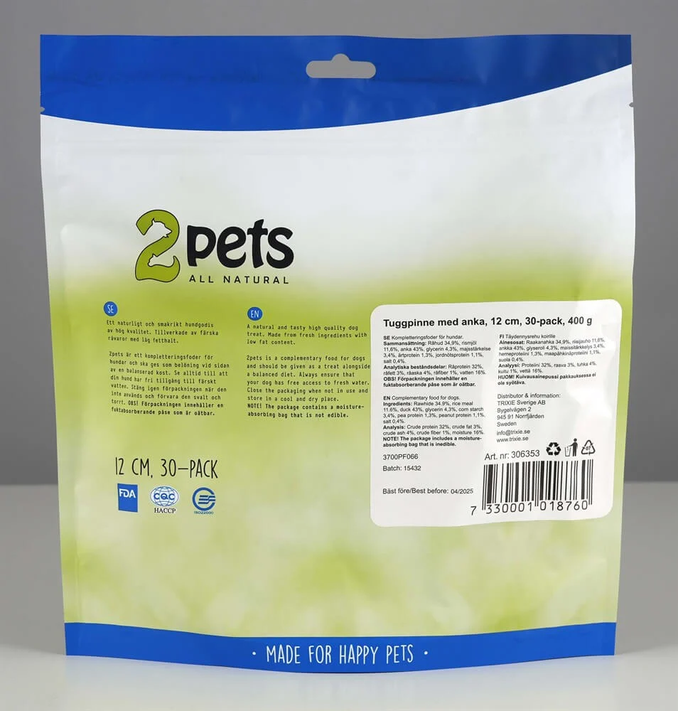 2Pets Mald Tuggpinne Anka 12cm 30-p - Image 2