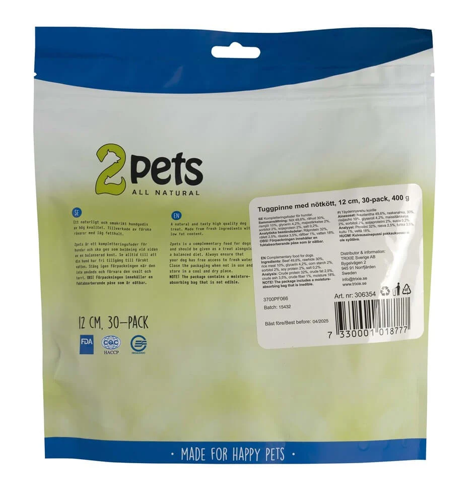 2Pets Mald Tuggpinne Nötkött 12cm 30-p - Image 2