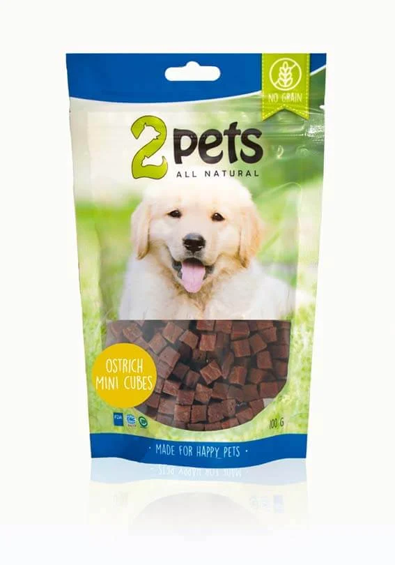 2Pets Ostrich Mini Cubes 100g