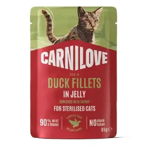 Adult Pouch Jelly med Anka och Kattmynta Sterilised Våtfoder för Katt – 24 st x 85 g Begränsat erbjudande