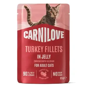 Adult Pouch Jelly med Kalkon och Valeriana Våtfoder för Katt – 24 st x 85 g Populär