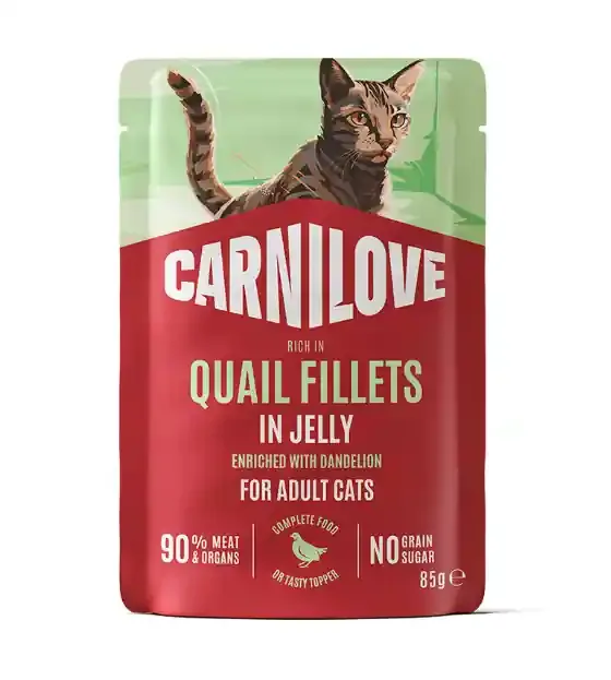 Adult Pouch Jelly med Vaktel och Maskros Våtfoder för Katt – 24 st x 85 g Rabatter