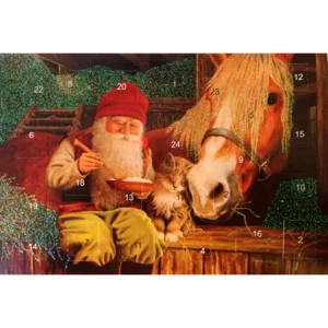 Adventskalender, Tomte äter gröt med katt och häst