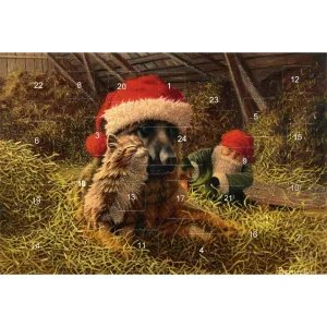 Adventskalenderkort, hund o katt är vänner