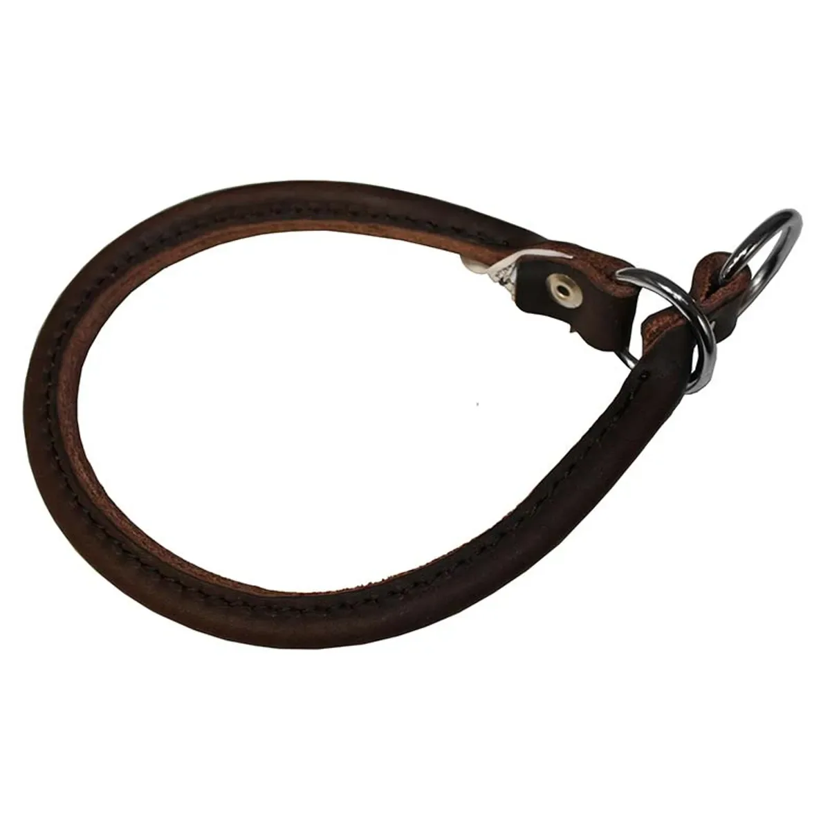 Alac Runt Läderhalsband Helstryp Brun 40cm