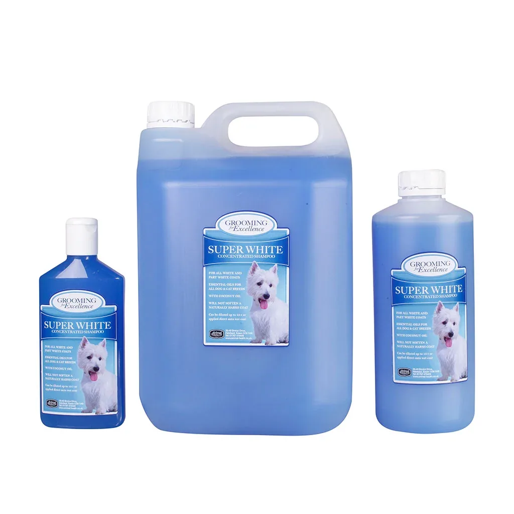 Animal Health Super White shampoo – Hundschampo för vita och ljusa pälsar.