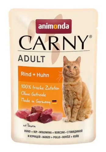 Animonda Carny Adult Nötkött + Kyckling 85 g våtfoder för katter Trygg betalning