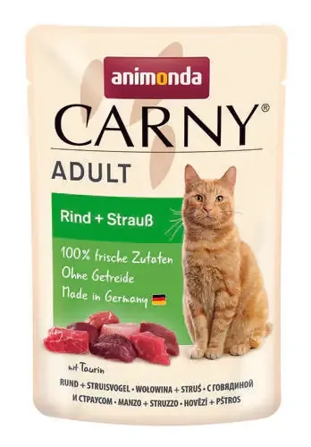 Animonda Carny Adult Nötkött + Struts 85 g våtfoder för katter Begränsat erbjudande