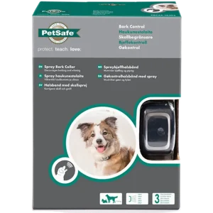 Antiskallhalsband f枚r hund med spraypatron
