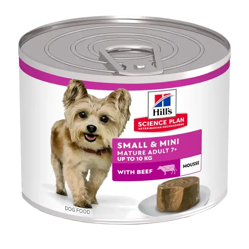Begränsad tid Small & Mini Mature Adult Hundfoder Mousse med Nötkött – 12 x 200 g