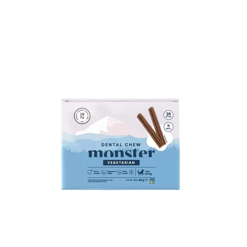 Begränsat antal Monster Dog Dental Chew Vegetarian Small Month 28 st 224 g