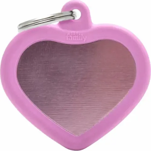 Begränsat antal MyFamily ID-bricka hush, hjärta rosa, gummi rosa