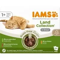 Begränsat erbjudande 36 + 12 på köpet! 48 x 85 g IAMS Advanced Nutrition Grain Free våtfoder – Land Collection in Sauce 48 x 85 g