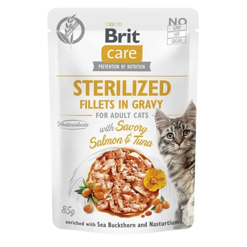 Beställ idag Brit Care Cat Sterilized Lax & Tonfisk i Sås 85 g