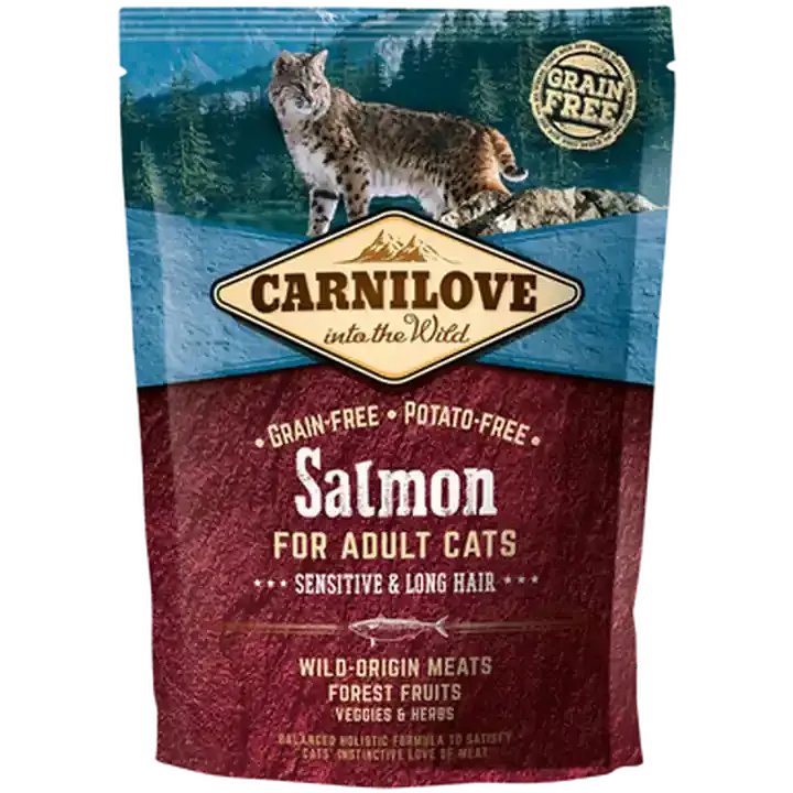 Beställ idag Cat Salmon Sensitive & Long Hair 2 kg