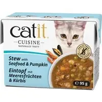Beställ idag Catit Cuisine grytbitar i sås 12 x 95 g – Fisk och skaldjur med pumpa
