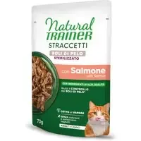 Beställ idag Natural Trainer Straccetti Hairball Sterilised strimlor i sås – Ekonomipack 56 x 70 g med lax