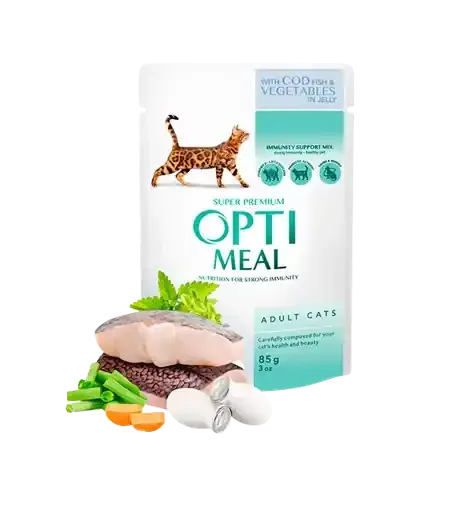 Beställ nu Cat Adult with Cod Fish and Veggies in Jelly 12 x 85 g