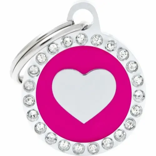 Beställ nu MyFamily ID-bricka glam, cirkel med hjärta, rosa