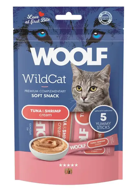 Billigare Creamy Snack Tonfisk & Räka Kattgodis – 5 x 14 g