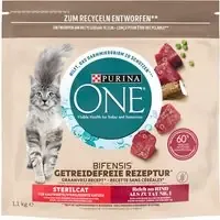 Billigare PURINA ONE Grain Free Sterilised med nötkött – 1,1 kg