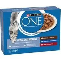 Blandad förpackning PURINA ONE Steriliserad katt 8 x 85 g – Anka, nötkött, sardiner Rabatter