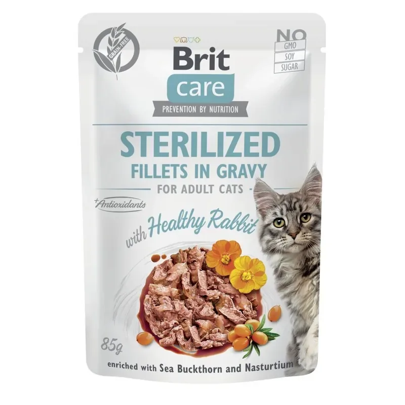 Brit Care Cat Adult Sterilized Kanin i Sås 85 g Extra rabatt