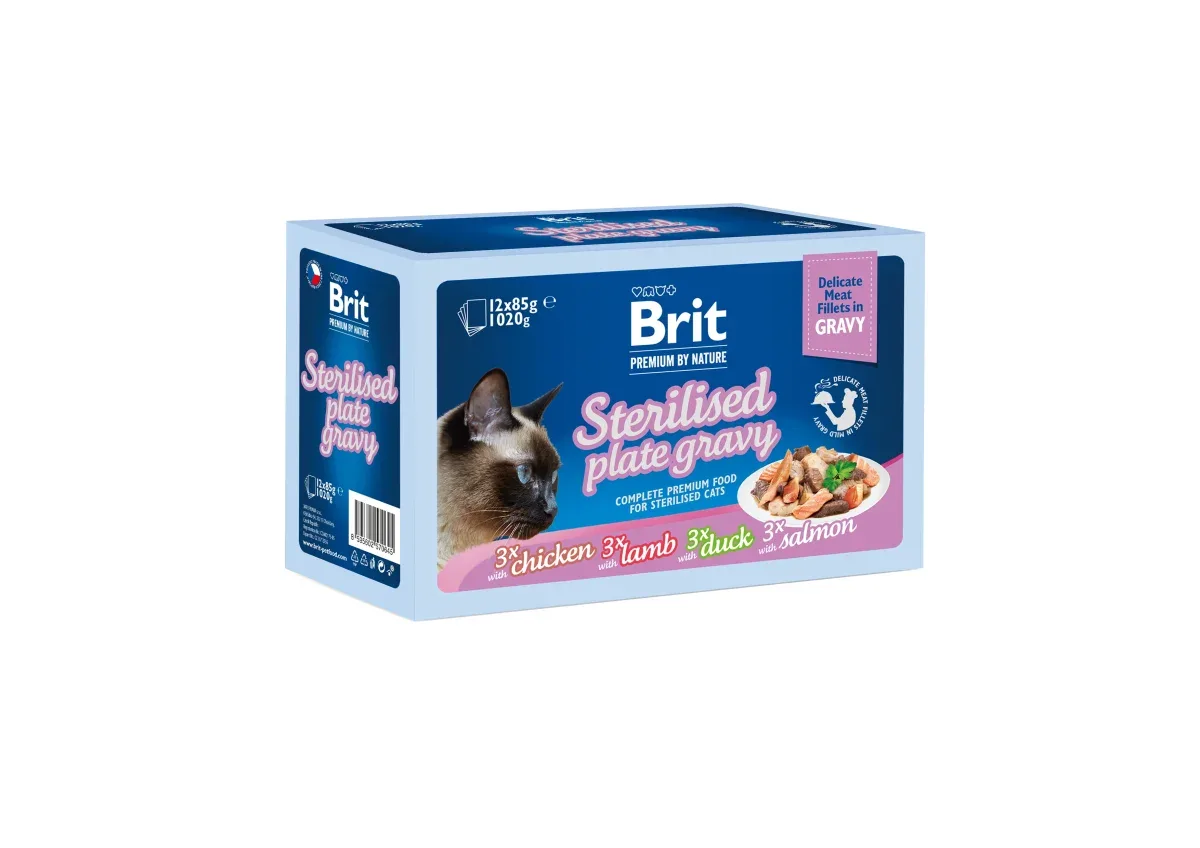 Brit PbN Katt Sterilized Filéer i Sås Family Plate 1020g (12x85g)