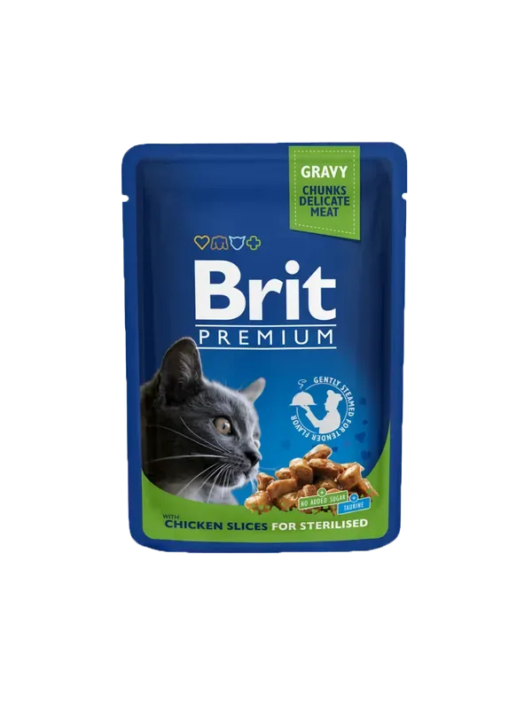 Brit Premium Cat Pouches Chicken Slices för kastrerade katter 24 x 100 g Fynd