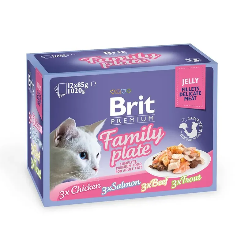 Brit Premium Pouches Fillets in Jelly Family Plate (12x85g) Sänkt pris