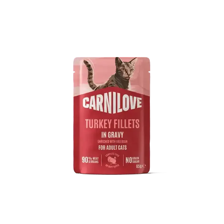 Carnilove Cat Pouch Gravy rich in Turkey enriched with Valerian – 85 g Premium