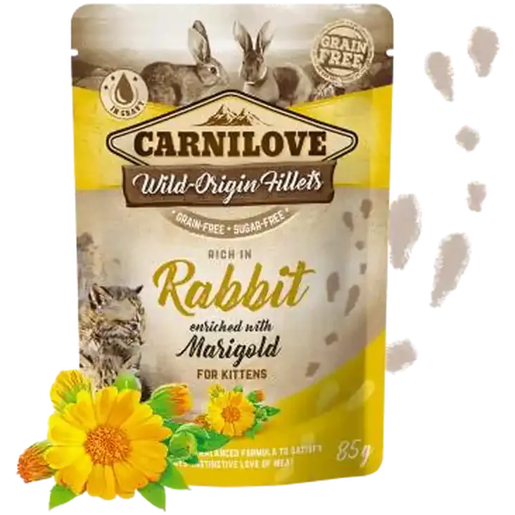 Cat Pouch Rabbit enriched with Marigold for Kitten 85 g Snabb leverans
