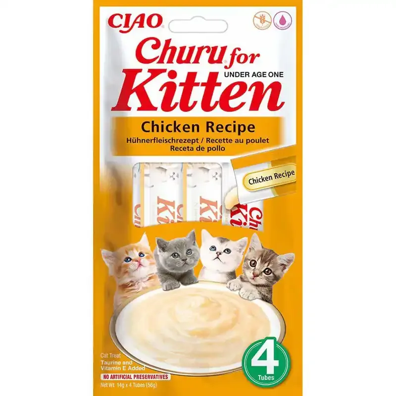 Churu Kitten Chicken Godis för Kattunge 4 x 14 g Populärt val
