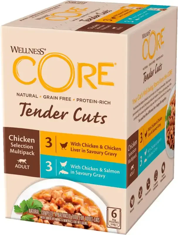 Core Tender Cuts Chicken Multipack såsurval för katter 6 x 85 g Kundfavorit