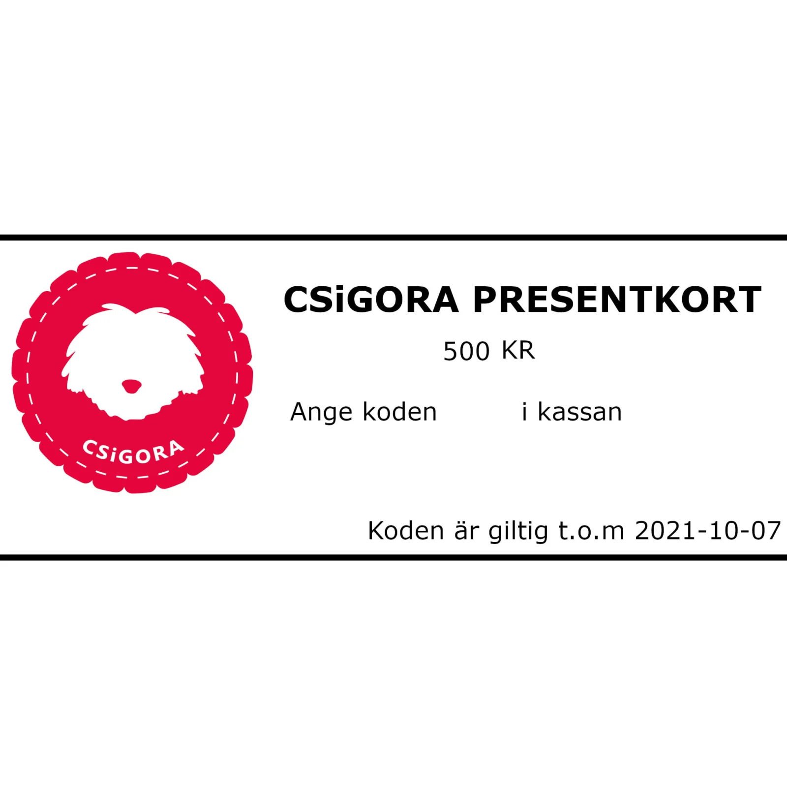 CSiGORA Presentkort 500 kr
