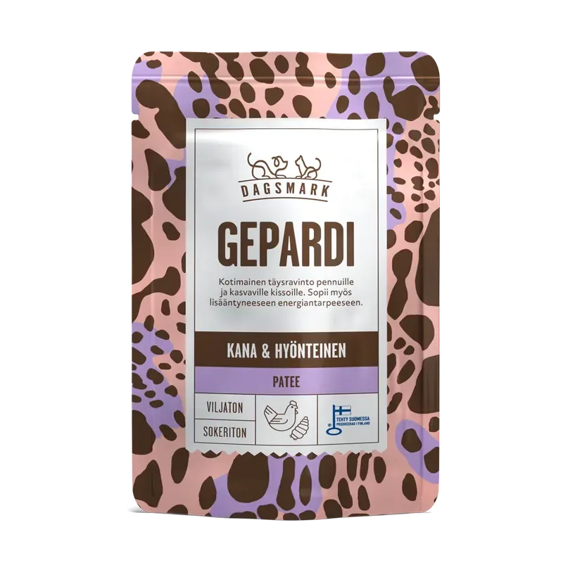 Dagsmark Gepardi kyckling- och insektspaté för kattungar 70 g Extra rabatt
