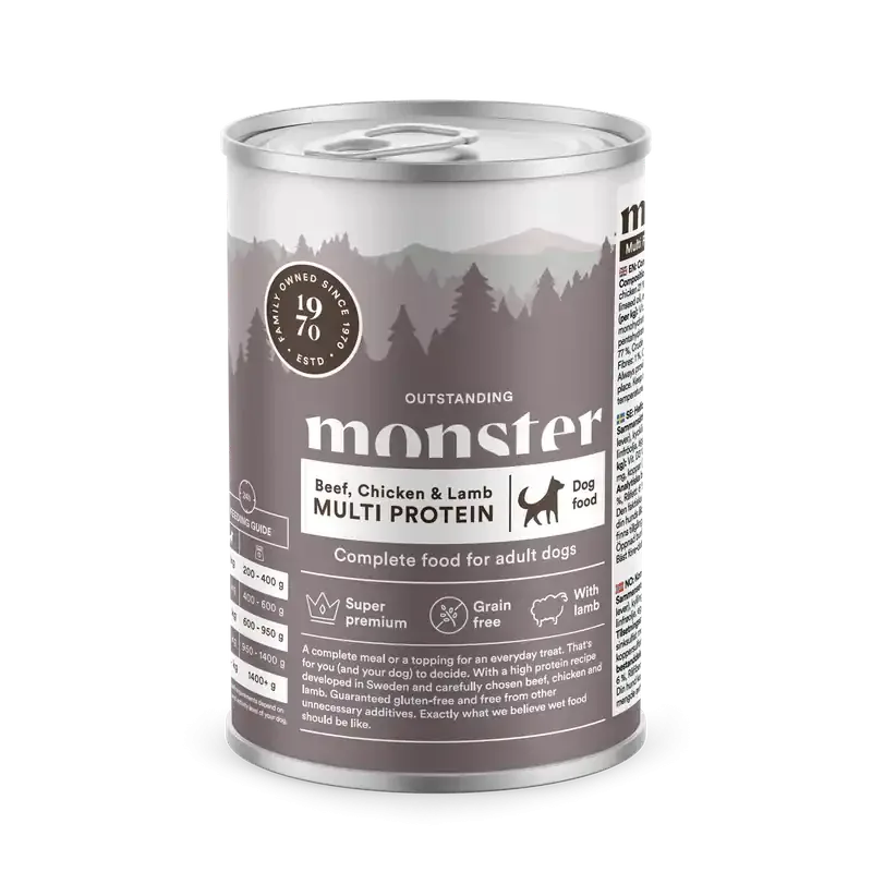 Dog Multi Protein Beef, Chicken & Lamb våtfoder – 6 x 400 g Utförsäljning