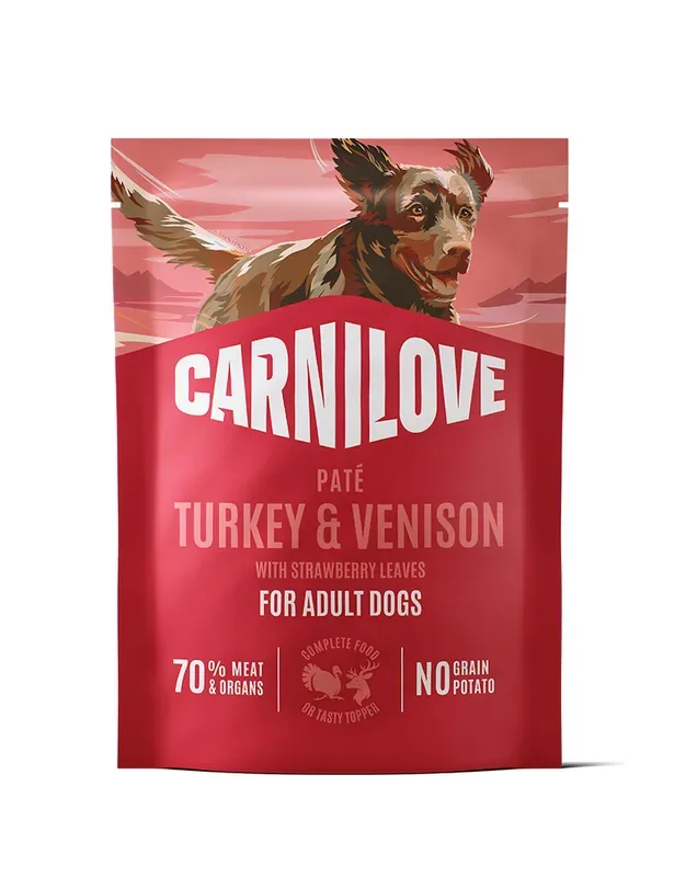Dog Pouch Paté Turkey & Venison with Strawberry Leaves Våtfoder till Hund – 12 x 300 g Säker betalning