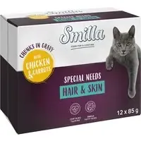 Ekonomipack 24 x 85 g Smilla Chunks med grönsaker – Hair & Skin med kyckling & morötter Snabb leverans
