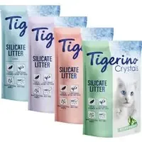 Ekonomipack 6 x 5 l Tigerino Crystals kattsand 4 sorter – Classic, Flower Power, Lavender & Aloe Vera Begränsad tid