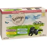 Ekonomipack Feringa Classic Meat Menü Kitten portionspåsar 24 x 85 g – Mixpack I Kalkon, Kyckling & kalv, Kanin & kyckling, Lax & kyckling Premium