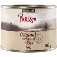 Ekonomipack Purizon Original 12 x 200 g – spannmålsfritt – Adult Sterilised Kycklingfilé & kalkon Populär