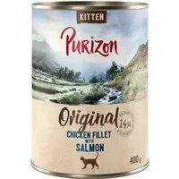 Ekonomipack Purizon Original 24 x 400 g – spannmålsfritt – Kitten Kycklingfilé med lax Premium
