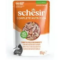 Ekonomipack Schesir Complete Nutrition filé i gelé 24 x 85 g – Tonfisk och kyckling med räkor Beställ nu