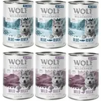 Ekonomipack Wolf of Wilderness Junior 12 x 400 g Blandpack Duck & Veal, Chicken & Salmon Outlet