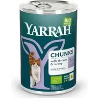 Ekonomipack Yarrah Chunks ekologiskt 24 x 405 g – Ekologisk kyckling & ekologisk kalkon med ekologiska nässlor & ekologiska tomater Nyhet