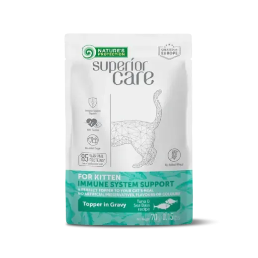 Endast idag Nature‘s Protection Superior Care Kitten Immune System Tonfisk & Havsaborre toppning för katter 70 g