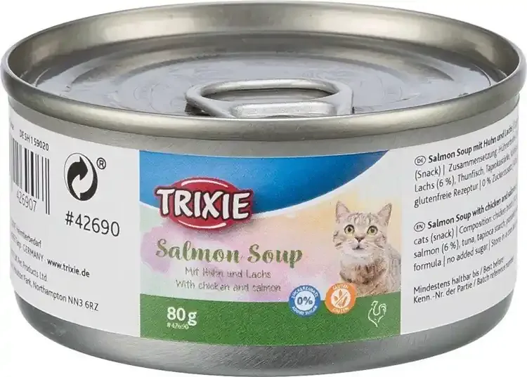 Erbjudande Trixie Laxsoppa Konserv Kyckling & Lax – 80 g