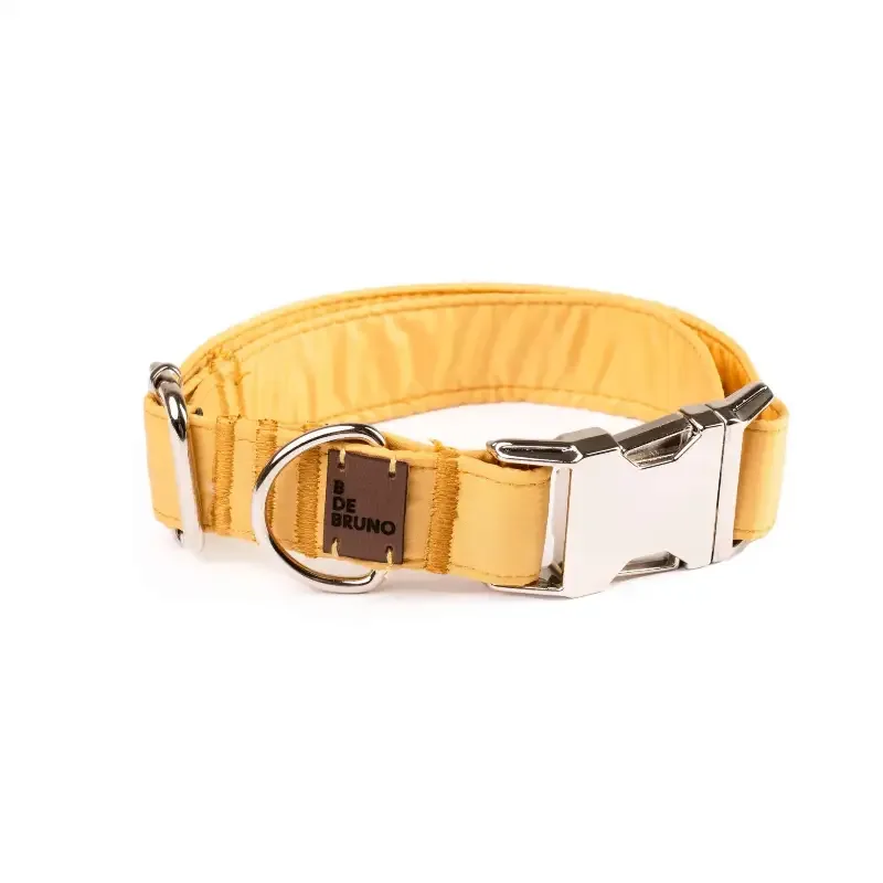 Exklusivt hundhalsband i gul färg, EU-tillverkat